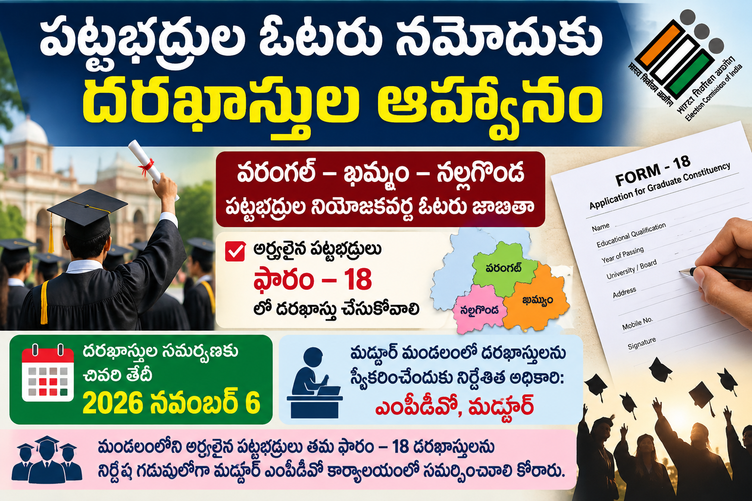 పట్టభద్రుల ఓటరు నమోదుకు దరఖాస్తుల ఆహ్వానం